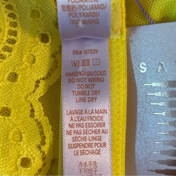 Savage X Fenty Women's Size 1X Bombshell Broderie Lace Halter Bralette Yellow - Picture 6 of 12